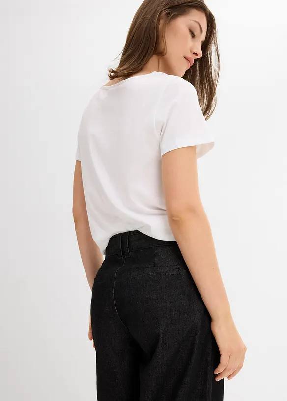 Barrel jeans mid waist met riem, bonprix