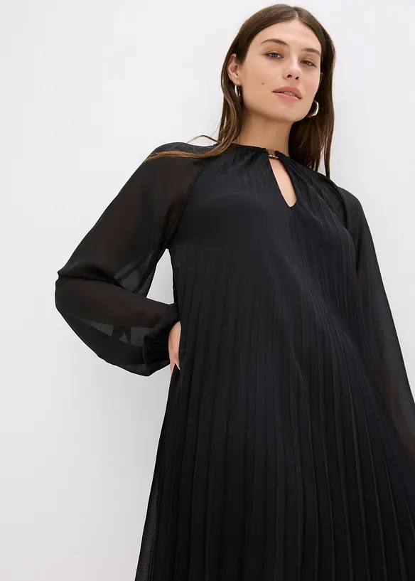 Mini jurk van fijn chiffon met plissé, bonprix