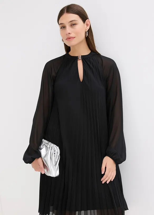 Mini jurk van fijn chiffon met plissé, bonprix