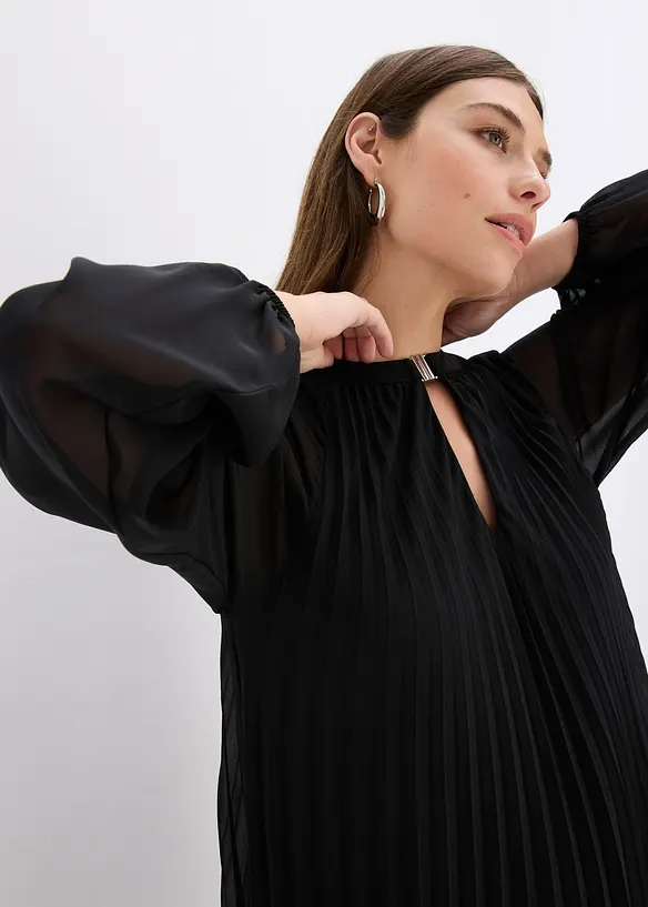 Mini jurk van fijn chiffon met plissé, bonprix
