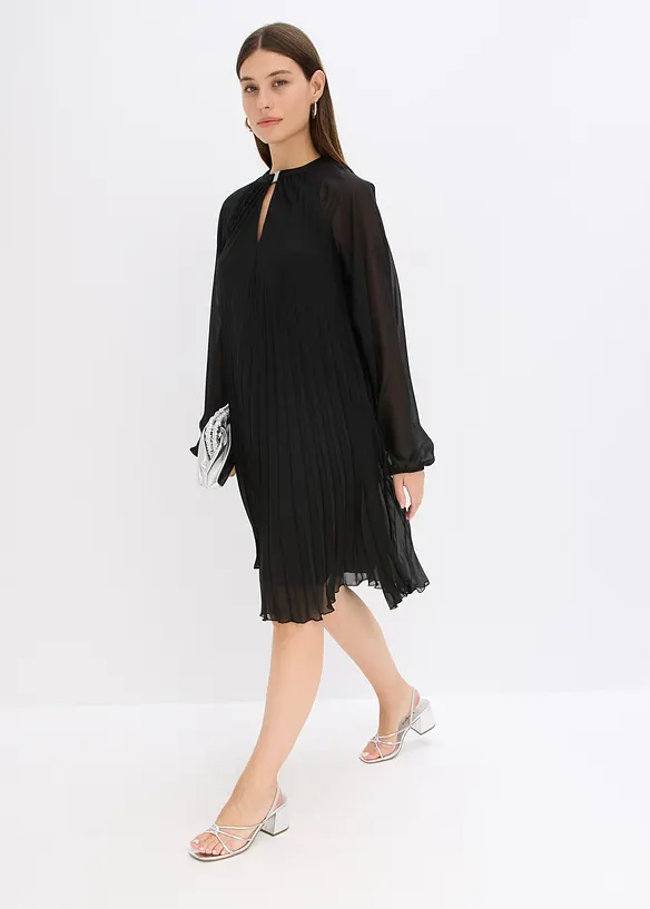 Mini jurk van fijn chiffon met plissé, bonprix