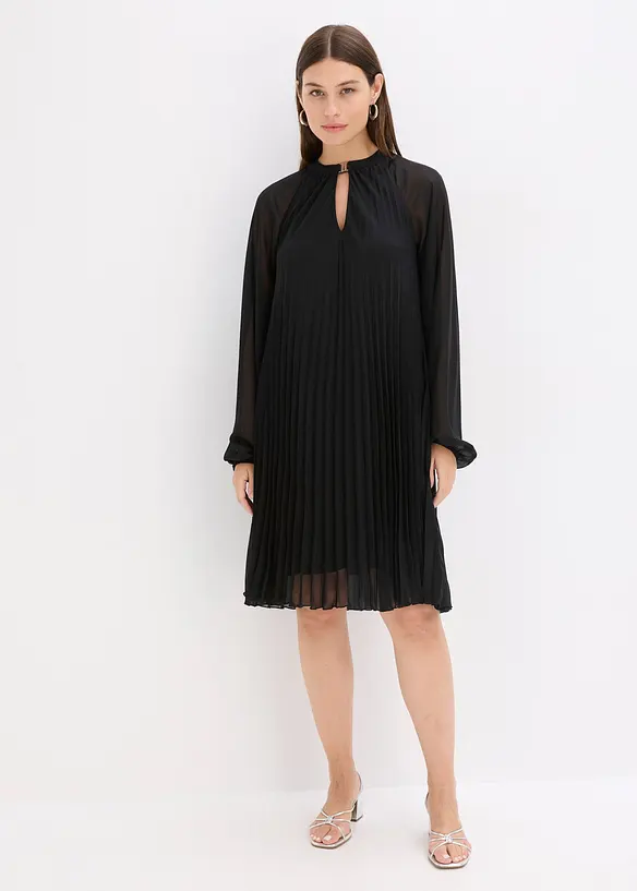 Mini jurk van fijn chiffon met plissé, bonprix