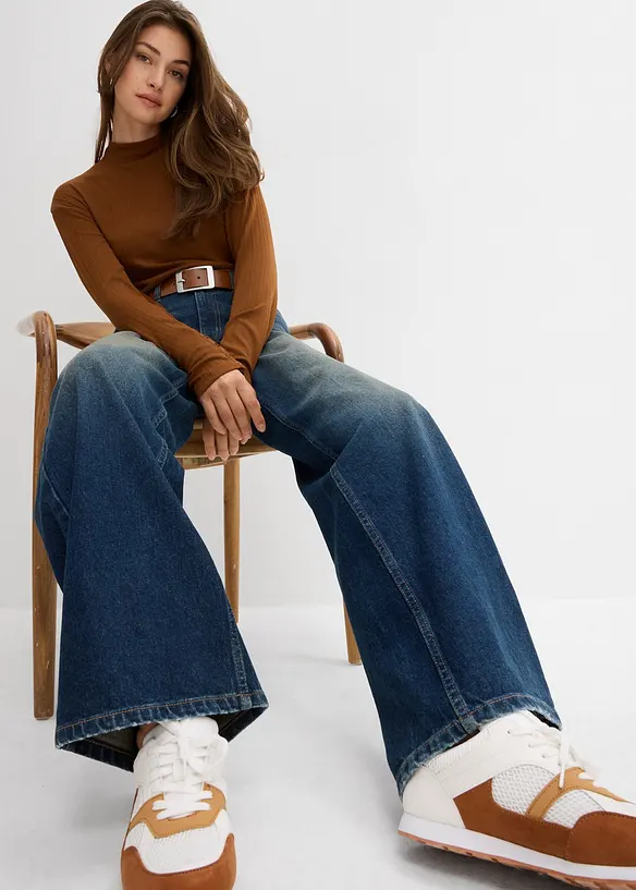 Longsleeve van geribd materiaal, bonprix