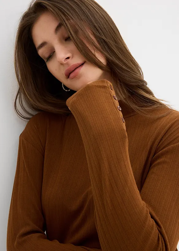 Longsleeve van geribd materiaal, bonprix