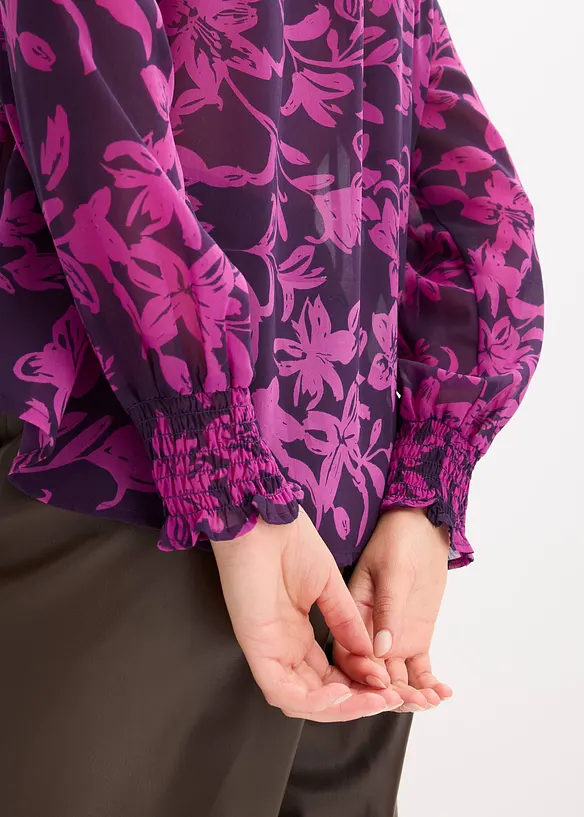Chiffon blouse met smokwerk, bonprix