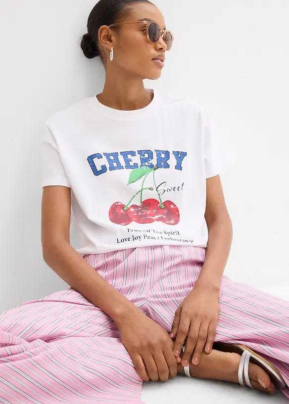 T-shirt met een print van biologisch katoen, bonprix