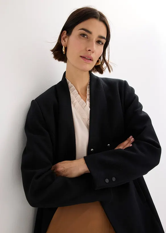Korte coat in wollen look, bonprix