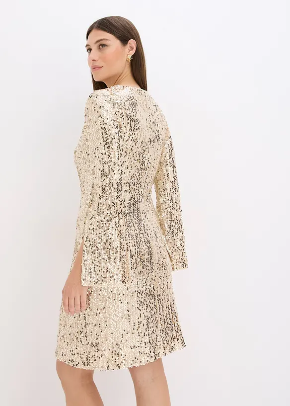 Paillettenjurk met trompetmouwen, bonprix