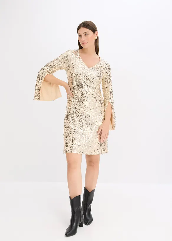 Paillettenjurk met trompetmouwen, bonprix