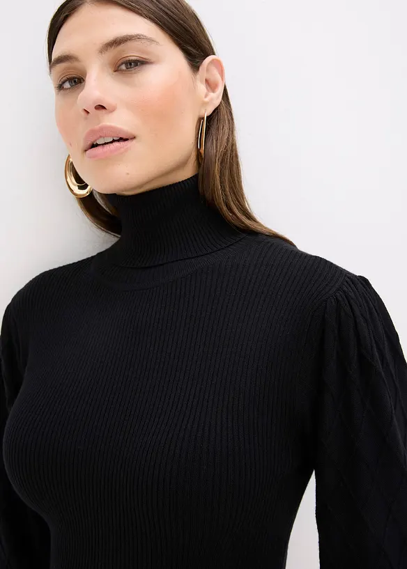 Gebreide jurk met col, bonprix