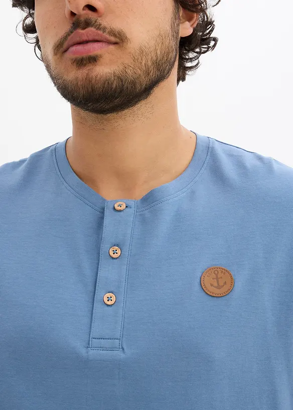 Henley shirt van biologisch katoen (set van 2), lange mouw, bonprix