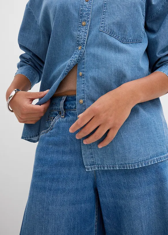 Oversized spijkerblouse van biologisch katoen, bonprix