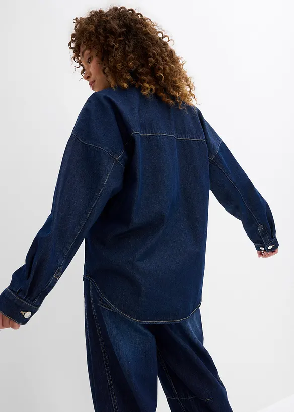 Oversized denim shacket van biologisch katoen, bonprix