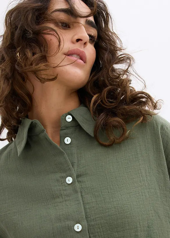 Oversized overhemd van luchtige mousseline, bonprix