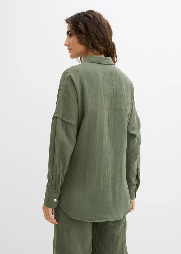 Oversized overhemd van luchtige mousseline, bonprix