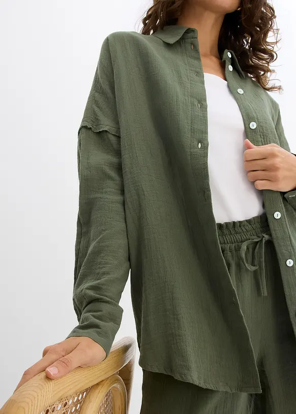 Oversized overhemd van luchtige mousseline, bonprix