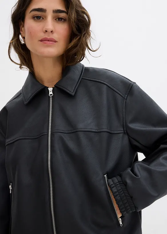 Oversized imitatieleren jas, bonprix