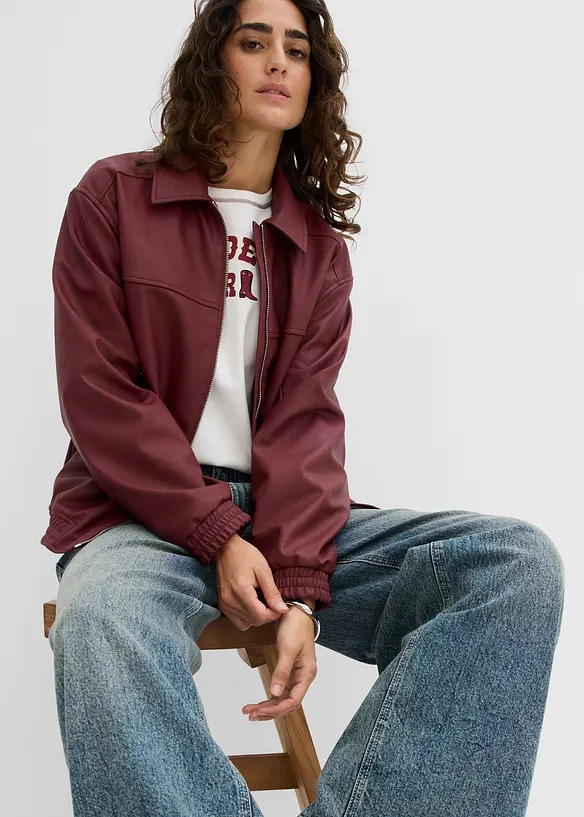 Oversized imitatieleren jas, bonprix