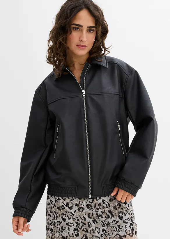 Oversized imitatieleren jas, bonprix