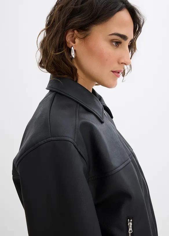 Oversized imitatieleren jas, bonprix