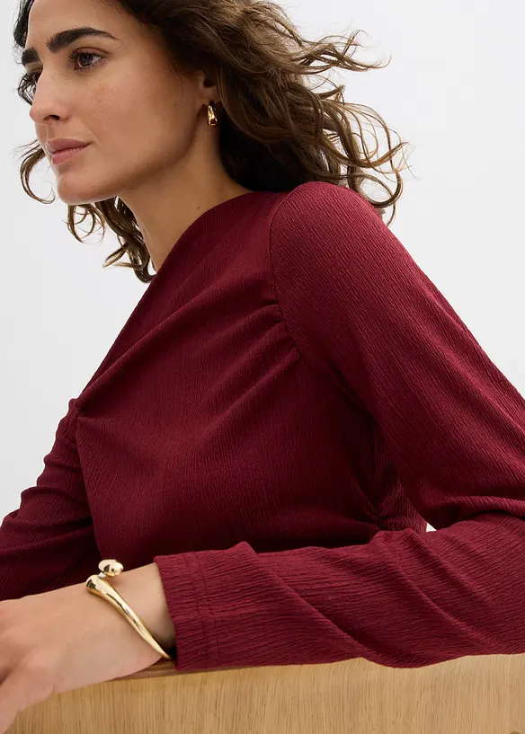 One shoulder shirt van gestructureerde crêpe, bonprix