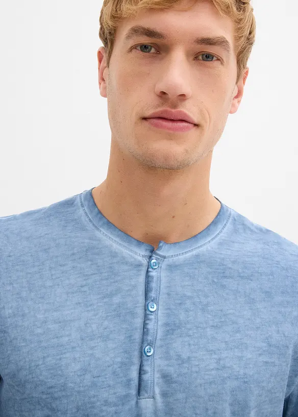 Henley shirt met lange mouwen in washed out look, bonprix