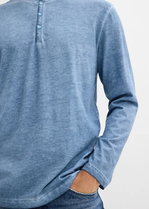 Henley shirt met lange mouwen in washed out look, bonprix