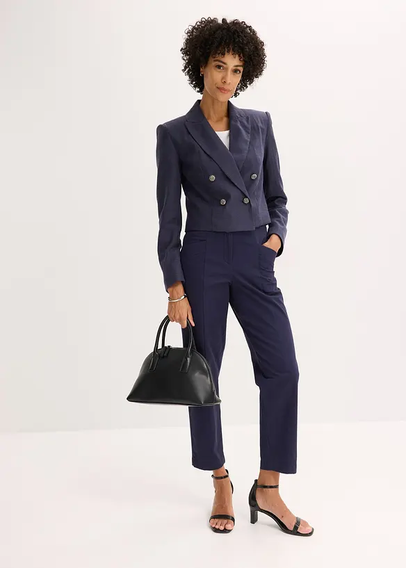 Satijnen broek met tapered fit, bonprix