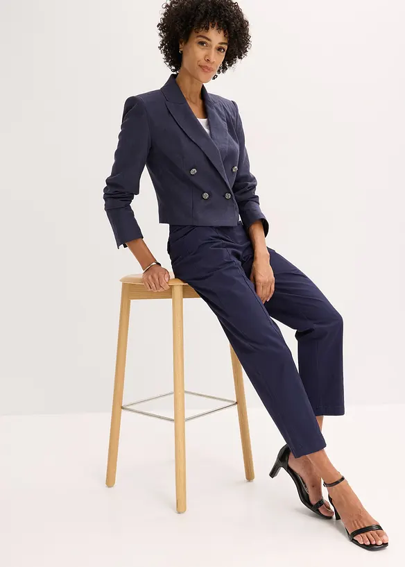 Satijnen broek met tapered fit, bonprix
