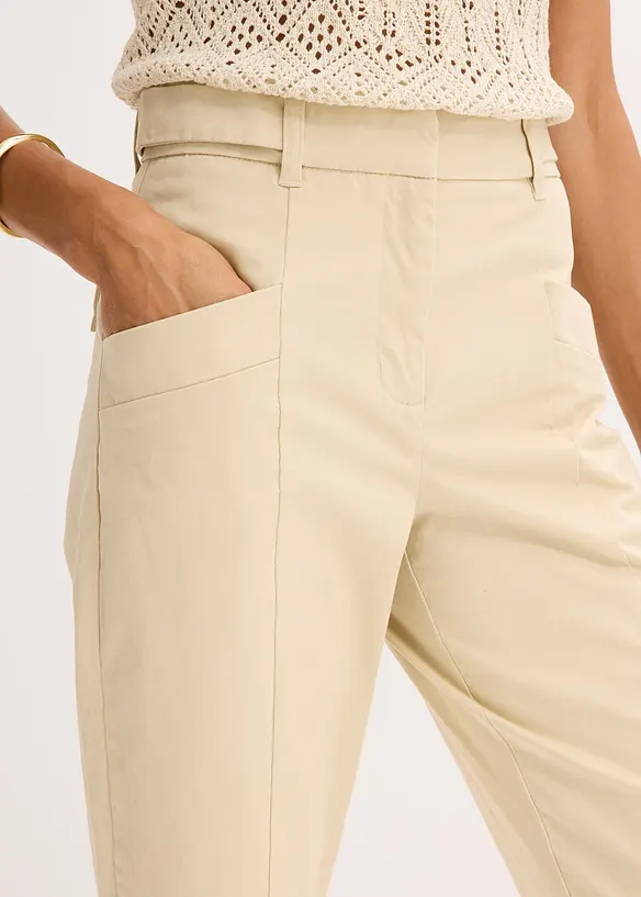 Satijnen broek met tapered fit, bonprix