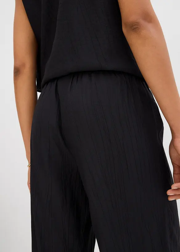 Slip-on broek van viscosemix met structuur, bonprix