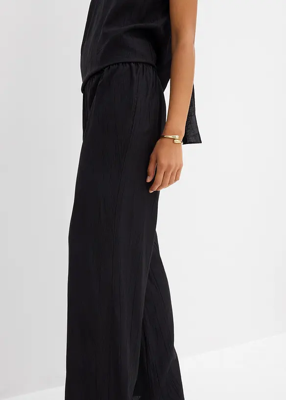 Slip-on broek van viscosemix met structuur, bonprix