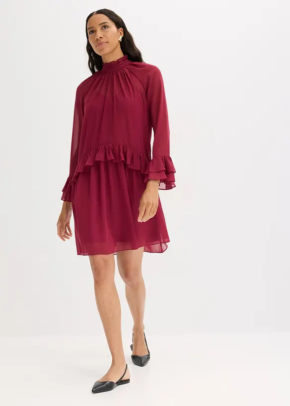 Chiffon jurk met volants, bonprix