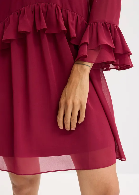 Chiffon jurk met volants, bonprix