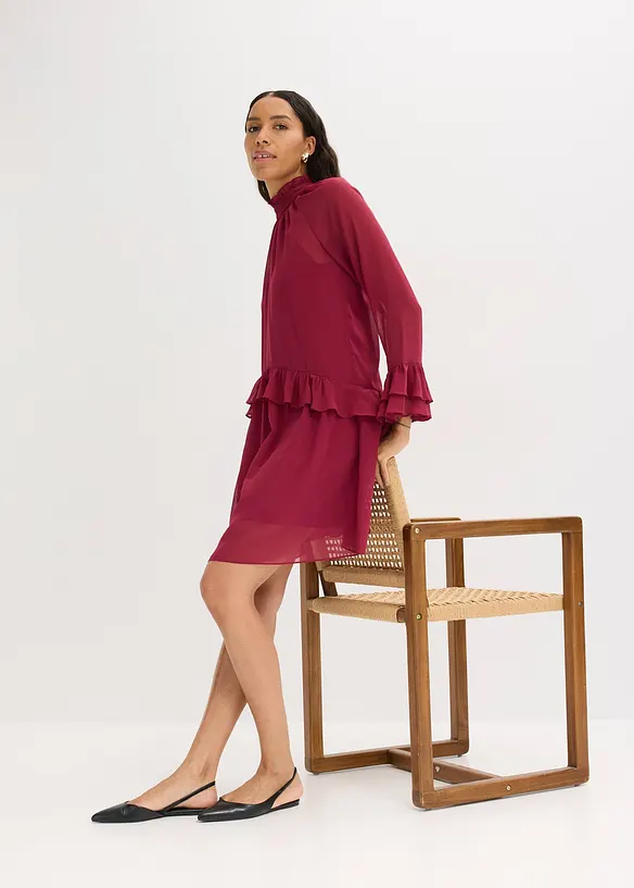 Chiffon jurk met volants, bonprix