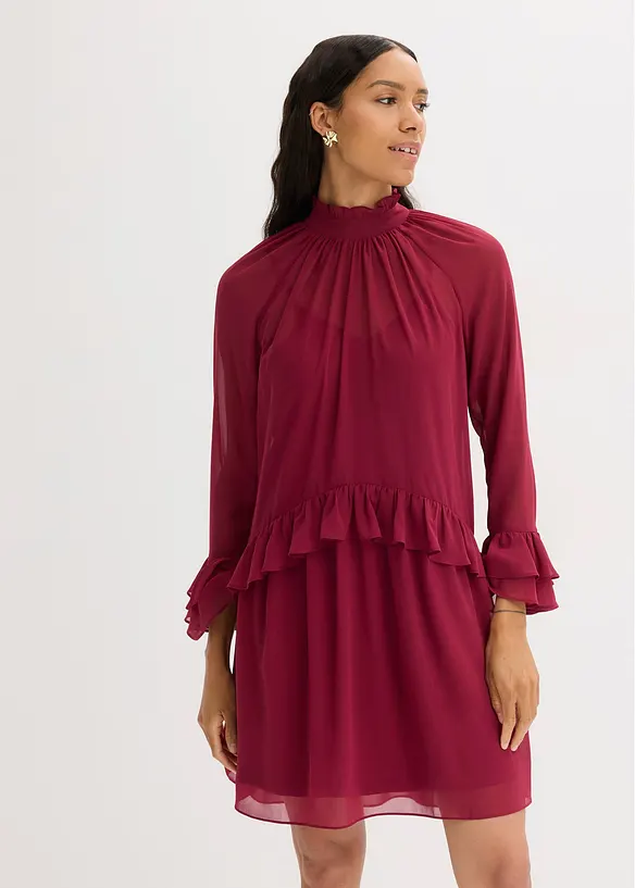 Chiffon jurk met volants, bonprix