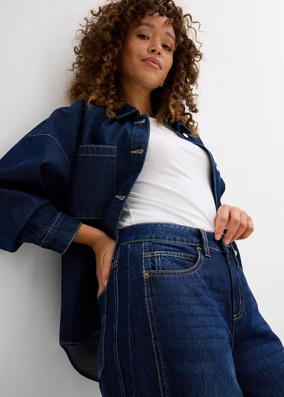 Barrel jeans mid waist, super soft, bonprix