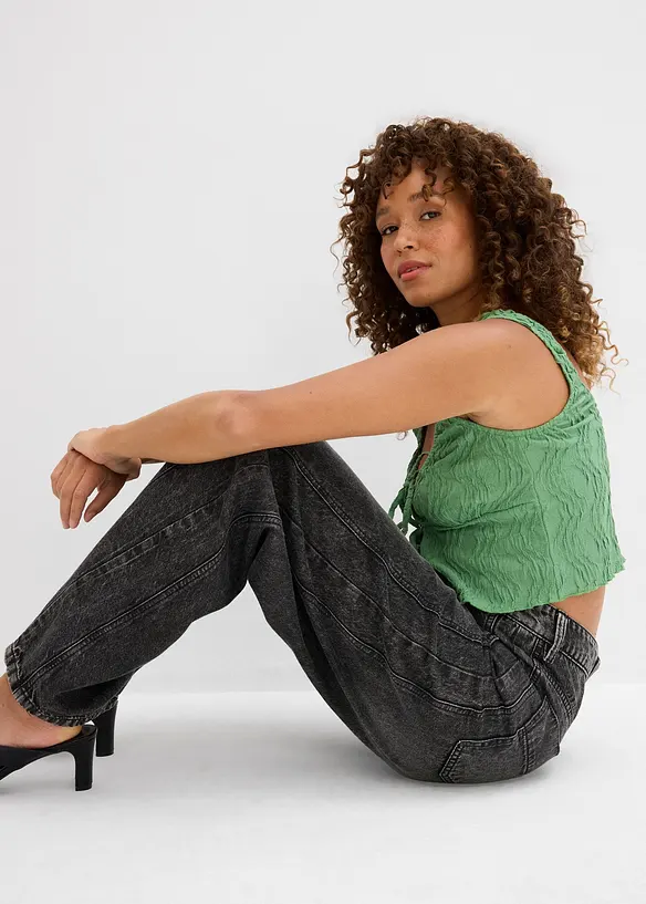 Barrel jeans mid waist, super soft, bonprix