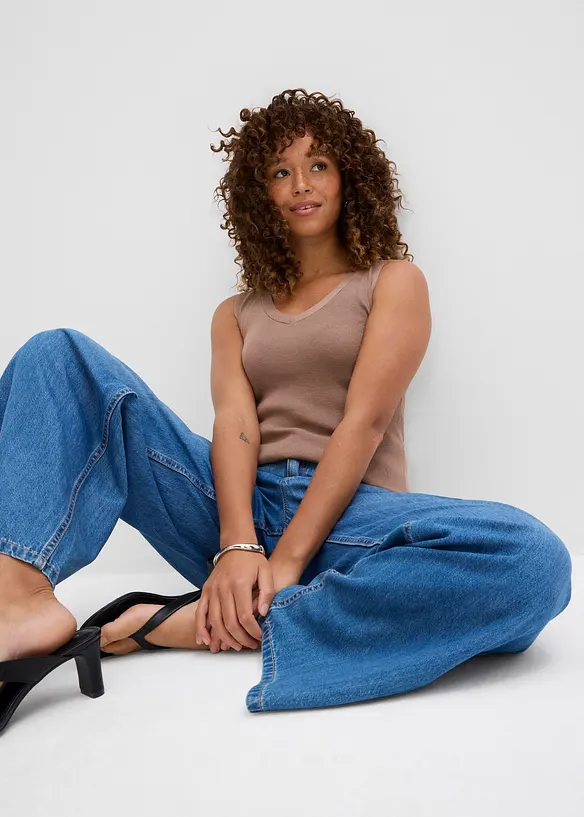 Wide leg jeans mid waist, bonprix
