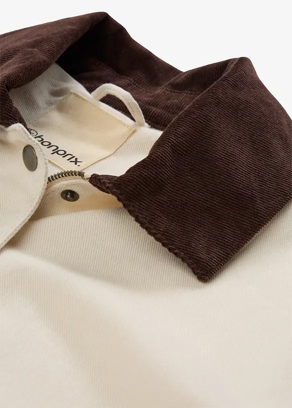 Twill jas met kraag van corduroy, bonprix