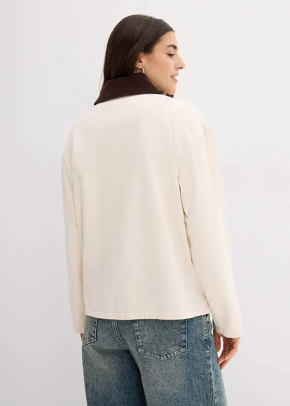 Twill jas met kraag van corduroy, bonprix