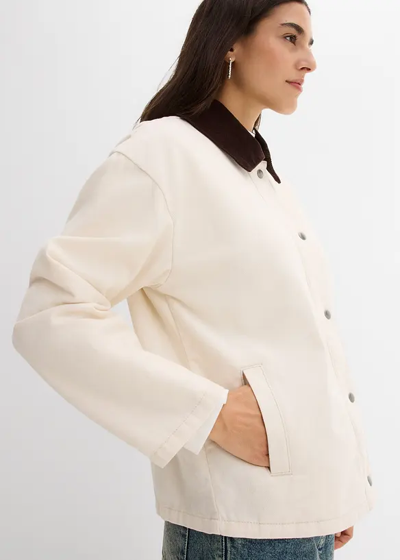 Twill jas met kraag van corduroy, bonprix