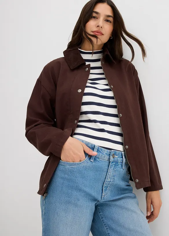 Twill jas met kraag van corduroy, bonprix