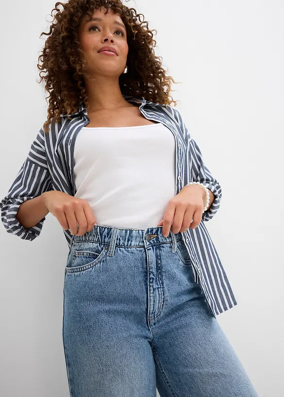 Wide leg jeans high waist, cropped, bonprix