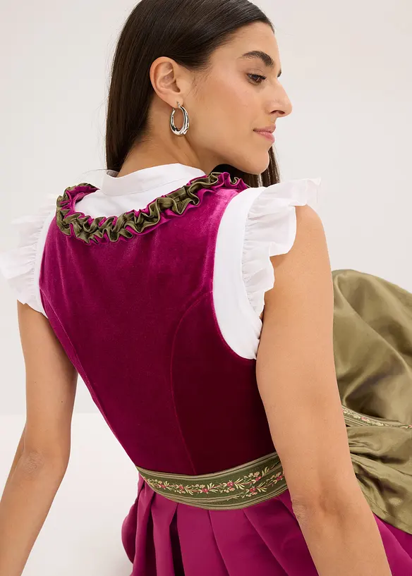 Midi dirndl met fluweel en schort (2-dlg. set), bonprix