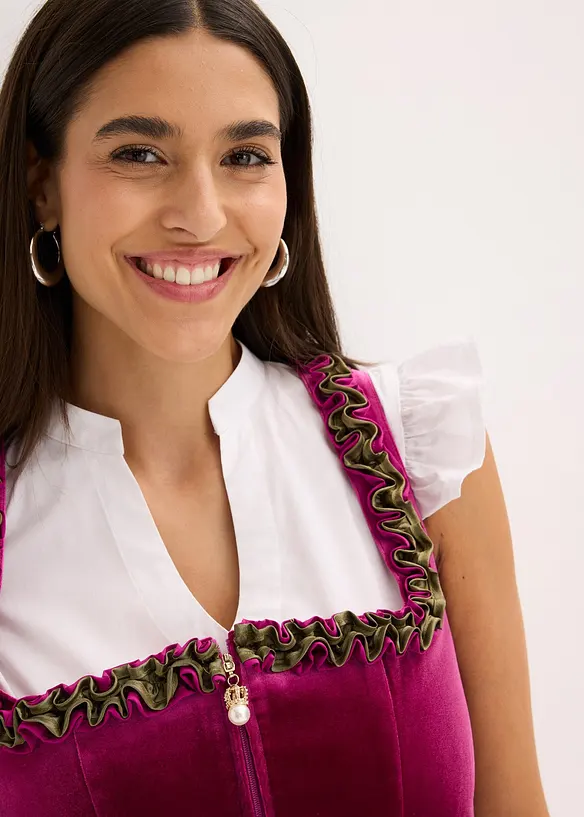 Midi dirndl met fluweel en schort (2-dlg. set), bonprix