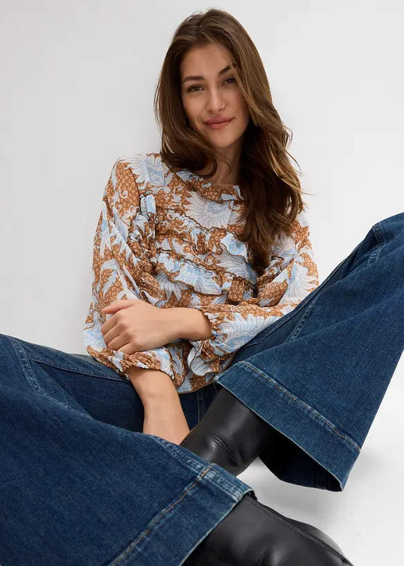 Chiffon blouse met ruches, bonprix