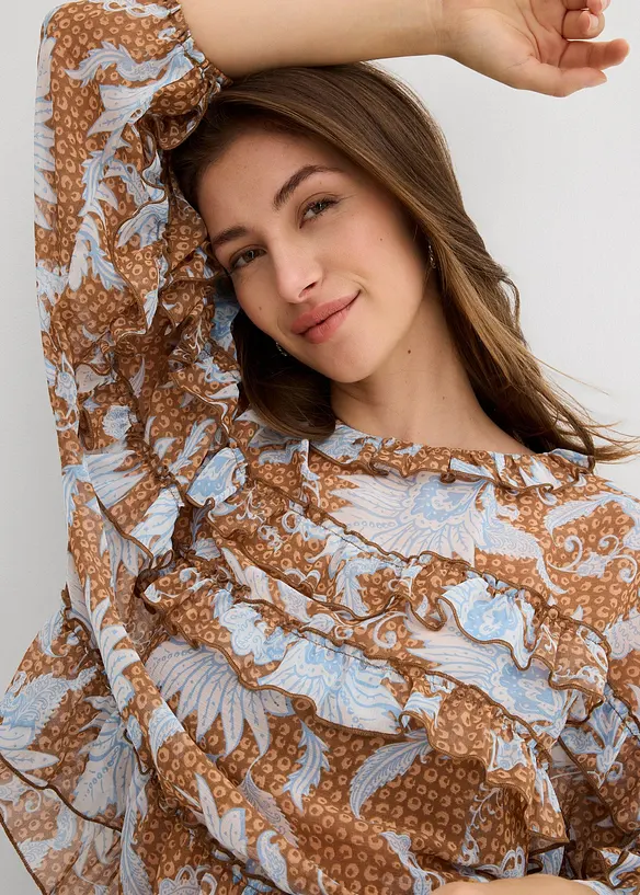 Chiffon blouse met ruches, bonprix