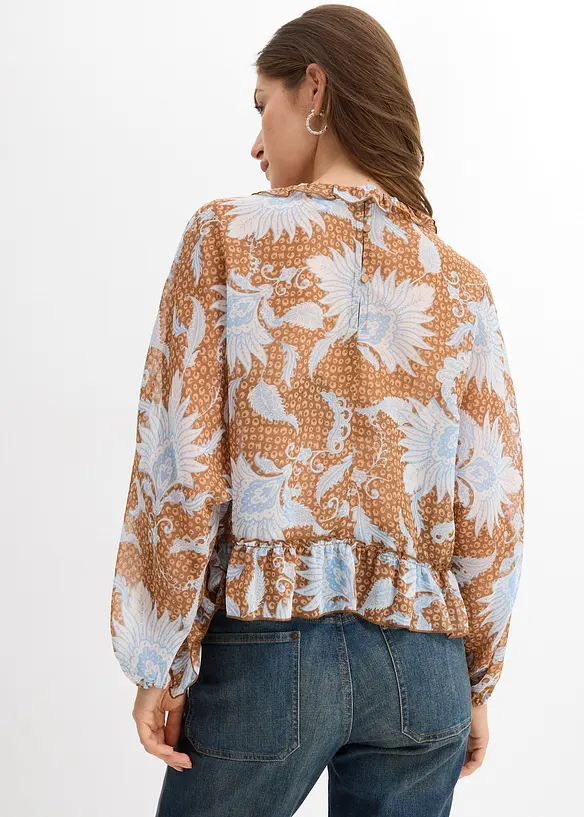 Chiffon blouse met ruches, bonprix