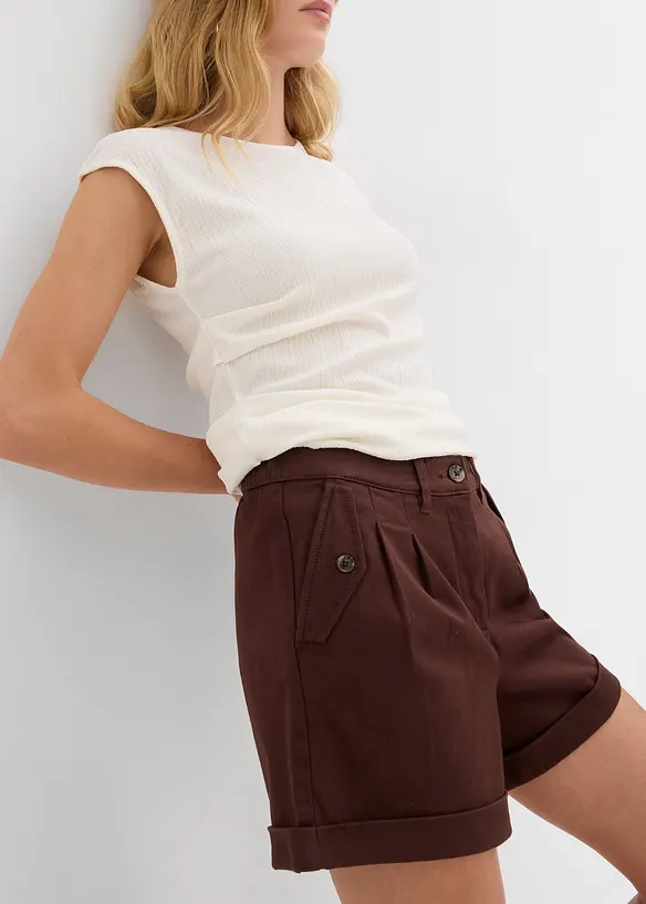 Twill short met hoge tailleband, bonprix